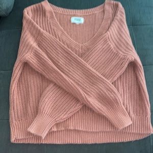 Victoria’s Secret PINK Heritage Oversized V-Neck Sweater Light Brandied Peach.